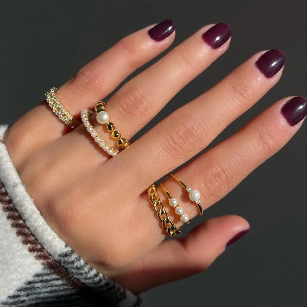 Thin CZ Chain Link Ring