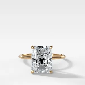 Thin   Simple Solitaire Engagement Ring With 0.52ct Lab Grown Elongated Radiant Cut Diamond