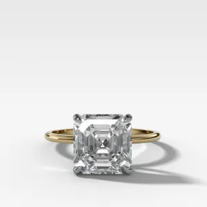 Thin   Simple Solitaire Engagement Ring With 3.02ct Lab Grown Asscher Cut Diamond