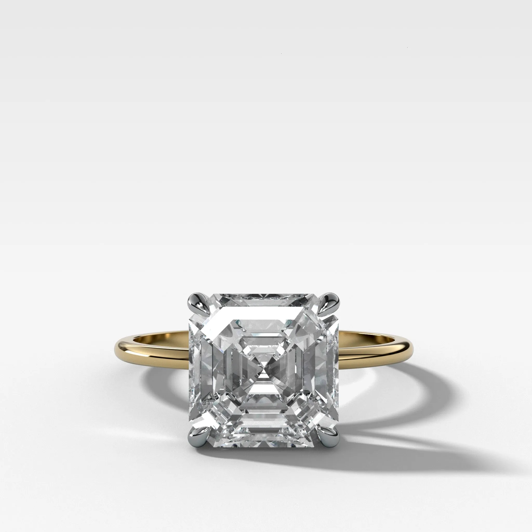 Thin   Simple Solitaire Engagement Ring With 3.02ct Lab Grown Asscher Cut Diamond