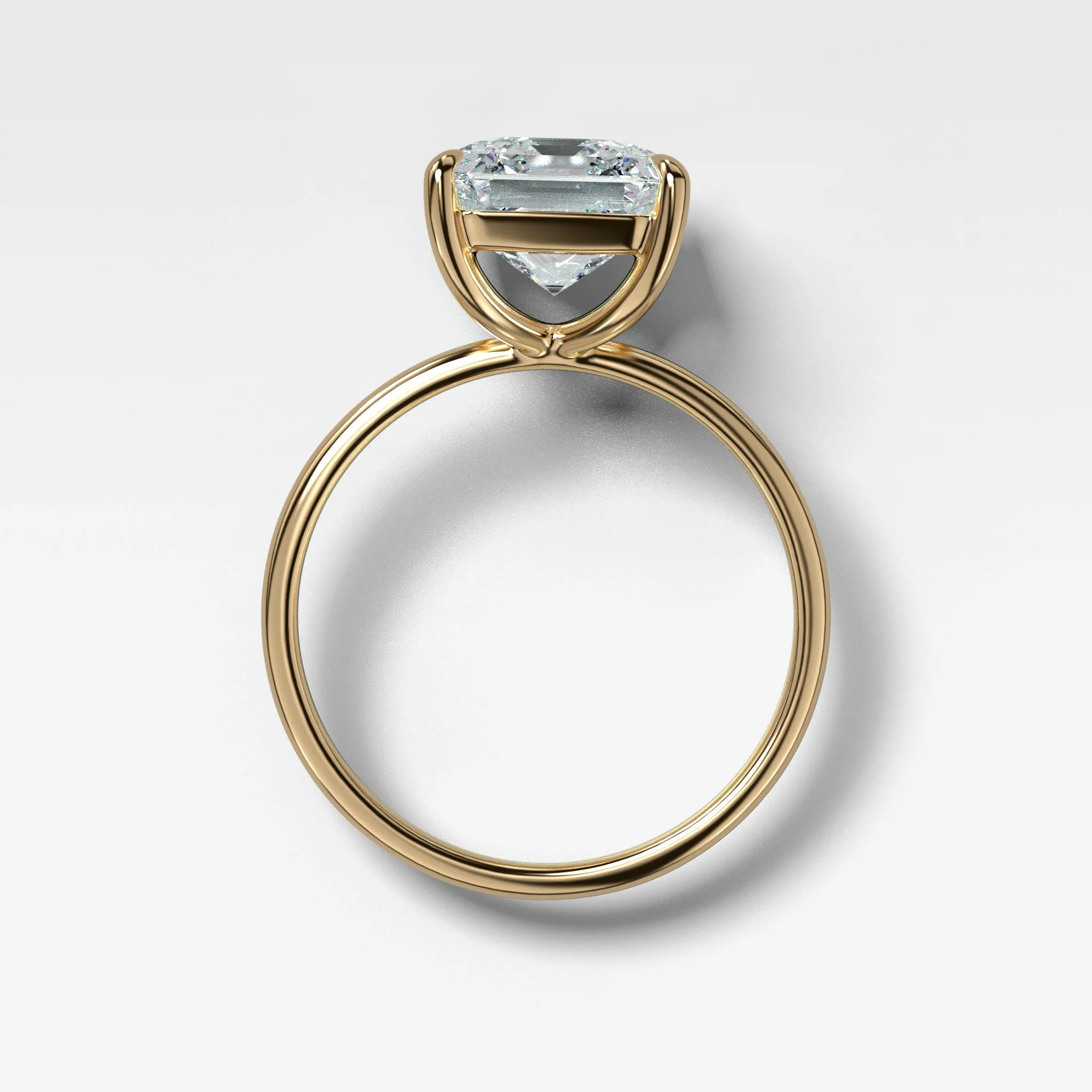 Thin   Simple Solitaire Engagement Ring With 3.02ct Lab Grown Asscher Cut Diamond