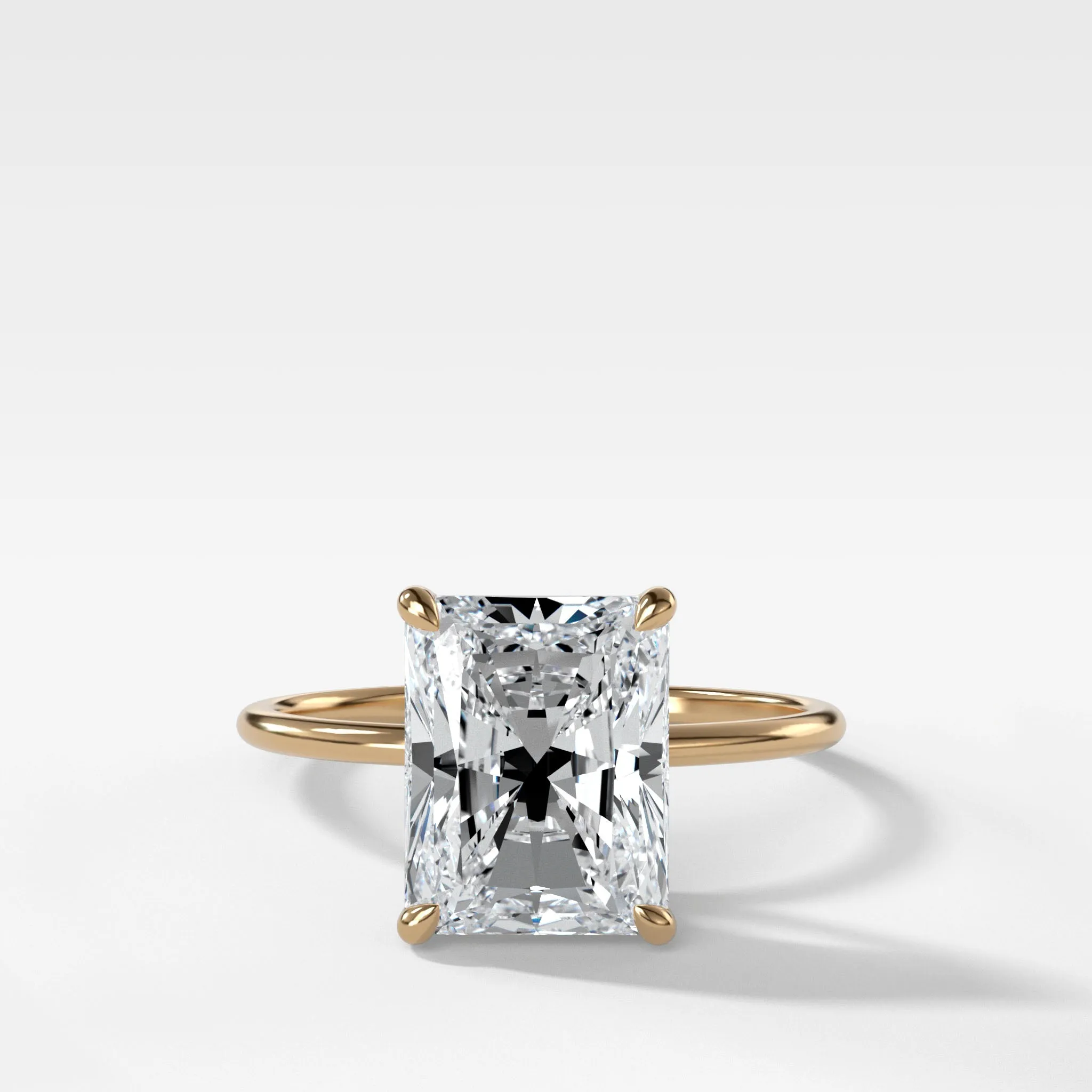 Thin   Simple Solitaire Engagement Ring With 3.07ct Elongated Radiant Cut Lab Grown Diamond