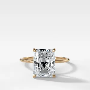 Thin   Simple Solitaire Engagement Ring With 3.07ct Elongated Radiant Cut Lab Grown Diamond