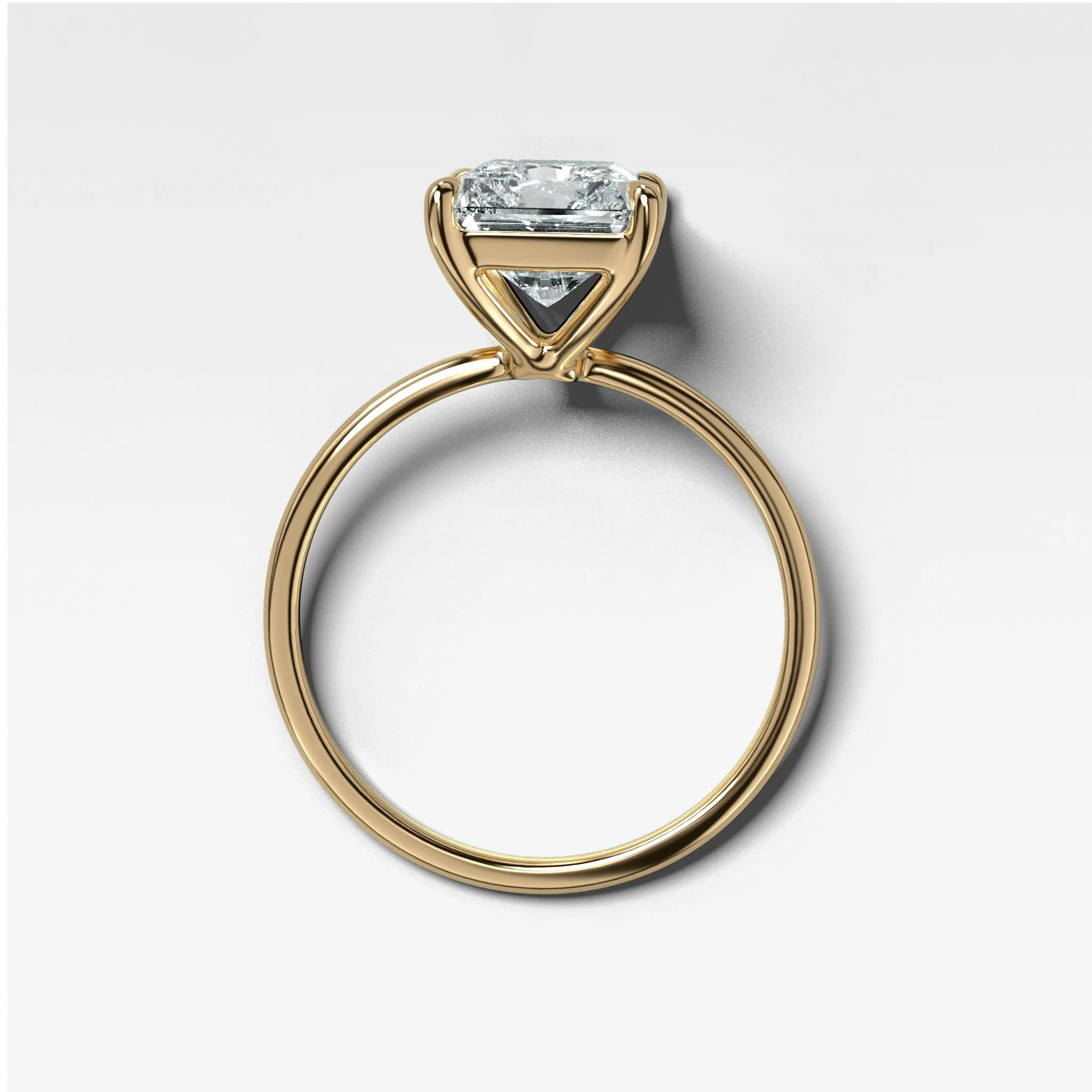 Thin   Simple Solitaire Engagement Ring With 3.07ct Elongated Radiant Cut Lab Grown Diamond