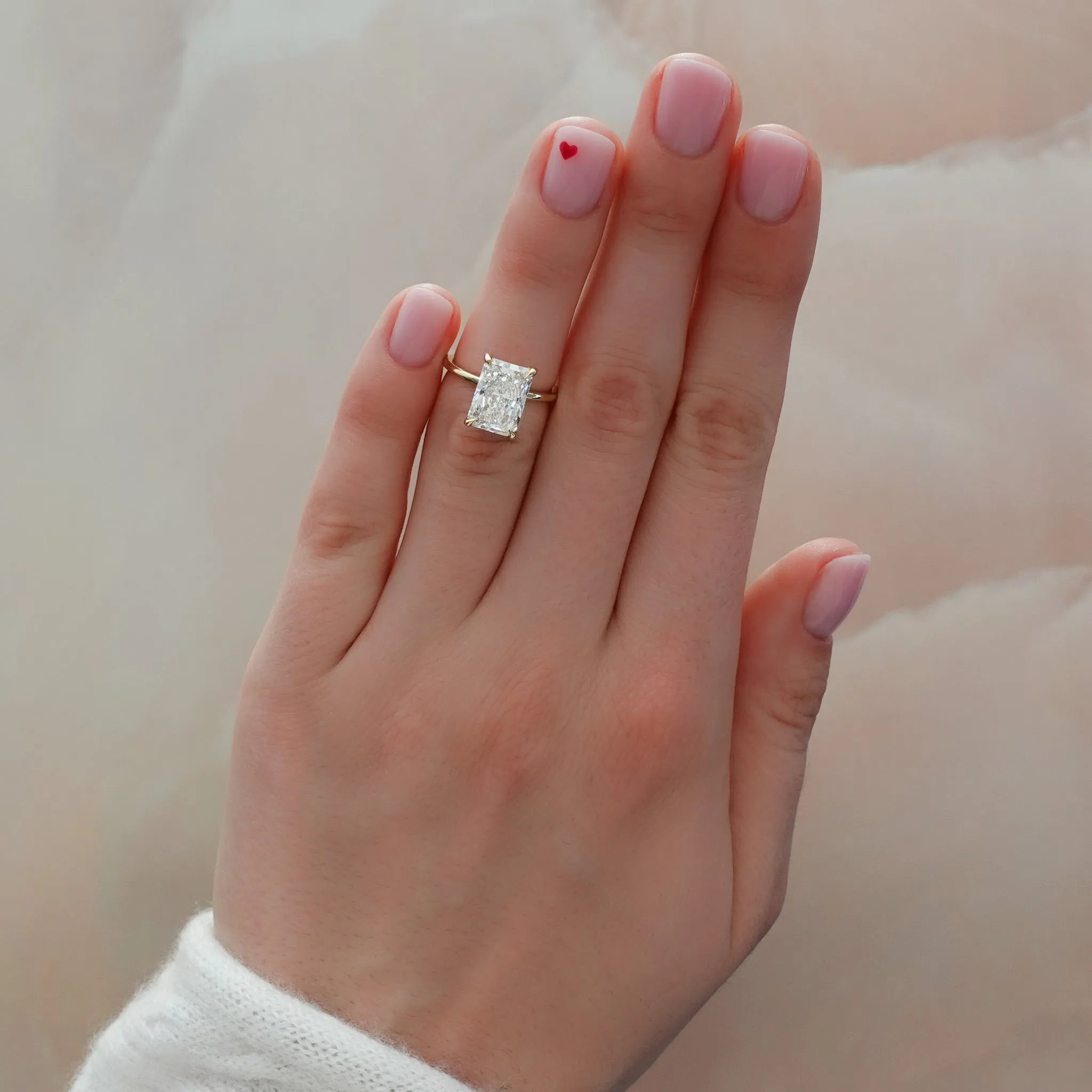 Thin   Simple Solitaire Engagement Ring With 3.07ct Elongated Radiant Cut Lab Grown Diamond