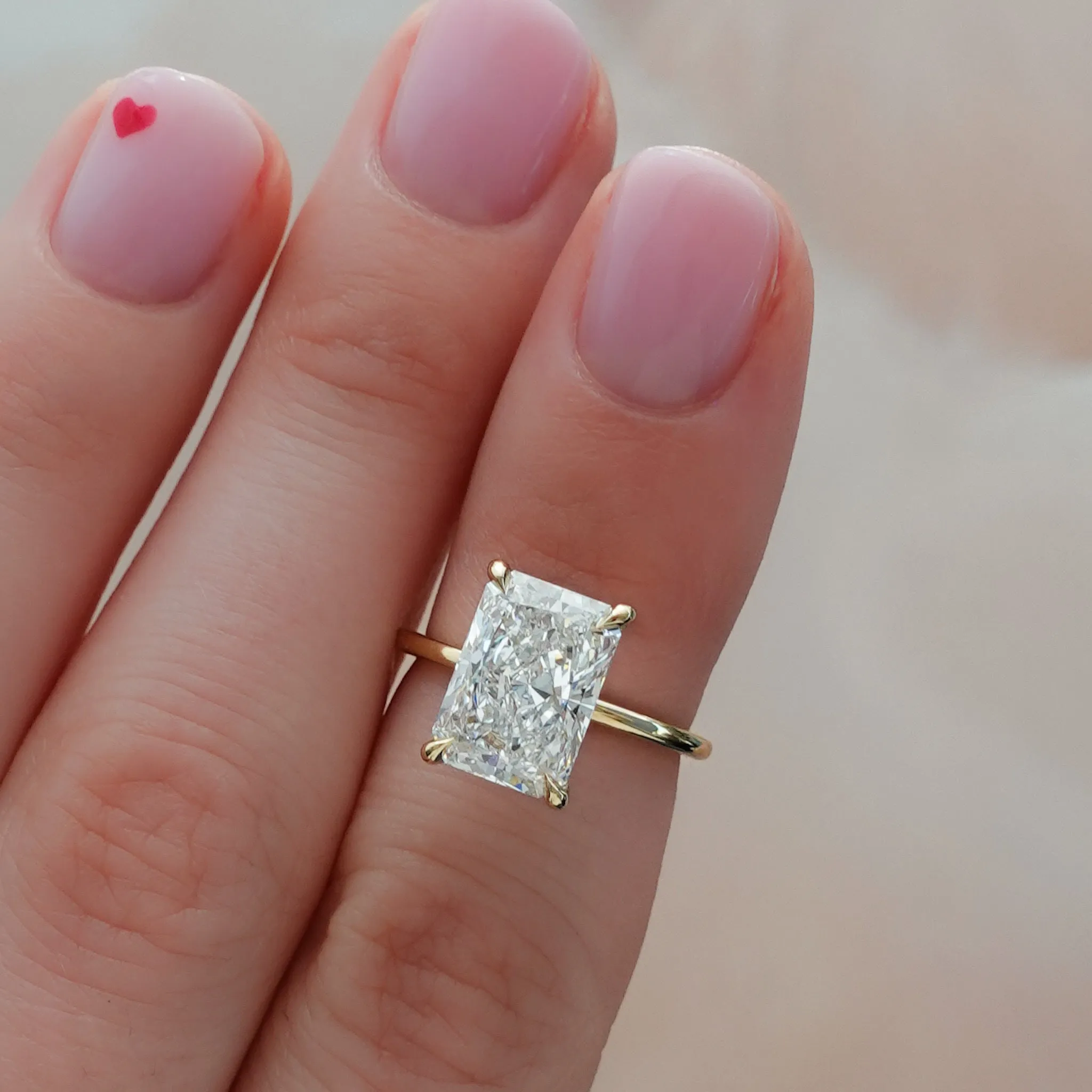 Thin   Simple Solitaire Engagement Ring With 3.07ct Elongated Radiant Cut Lab Grown Diamond