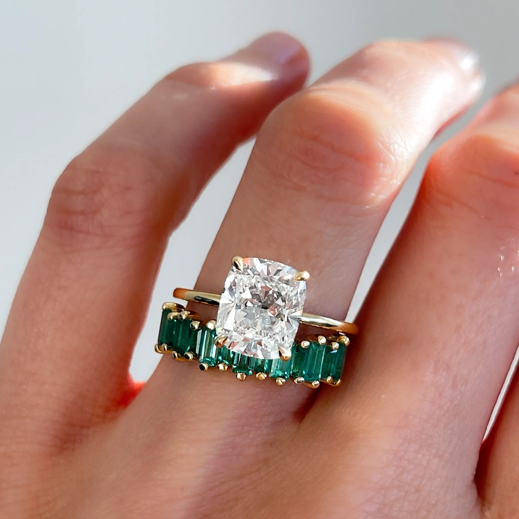 Thin   Simple Solitaire Engagement Ring With Cushion Cut Diamond