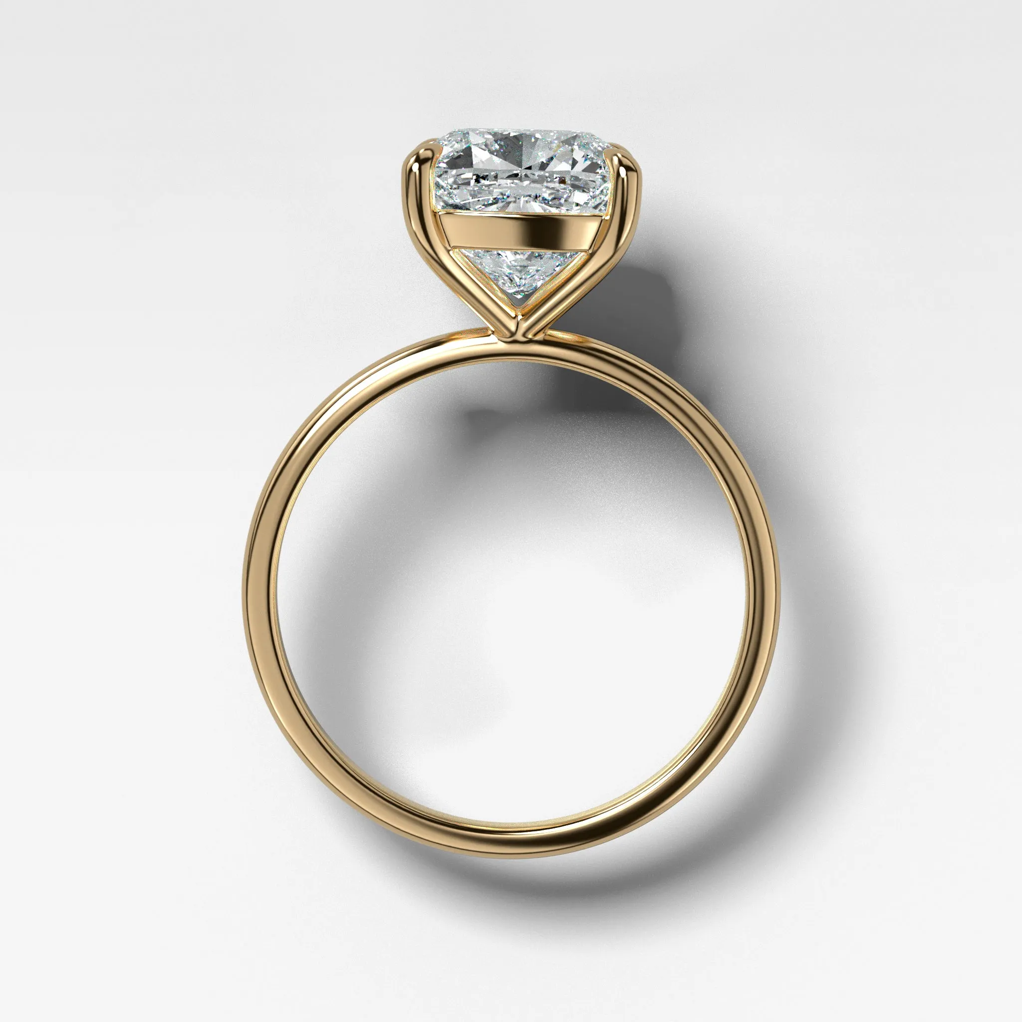 Thin   Simple Solitaire Engagement Ring With Cushion Cut Diamond