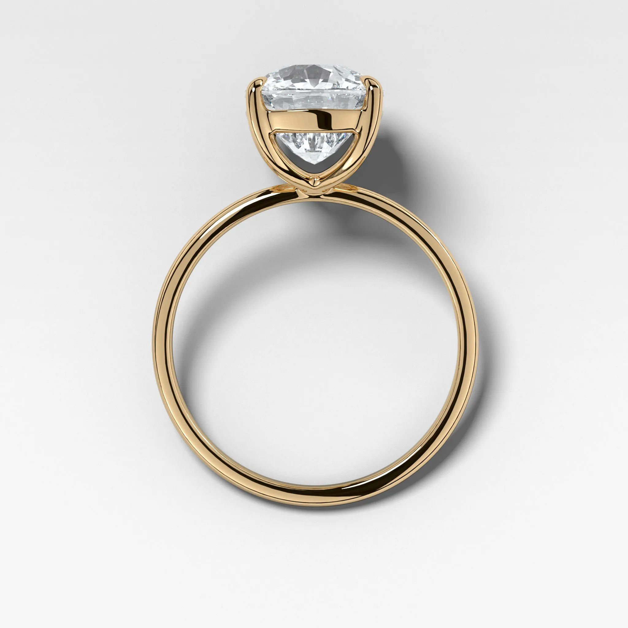 Thin   Simple Solitaire Engagement Ring With Lab Grown 3.03ct Elongated Cushion Cut Diamond