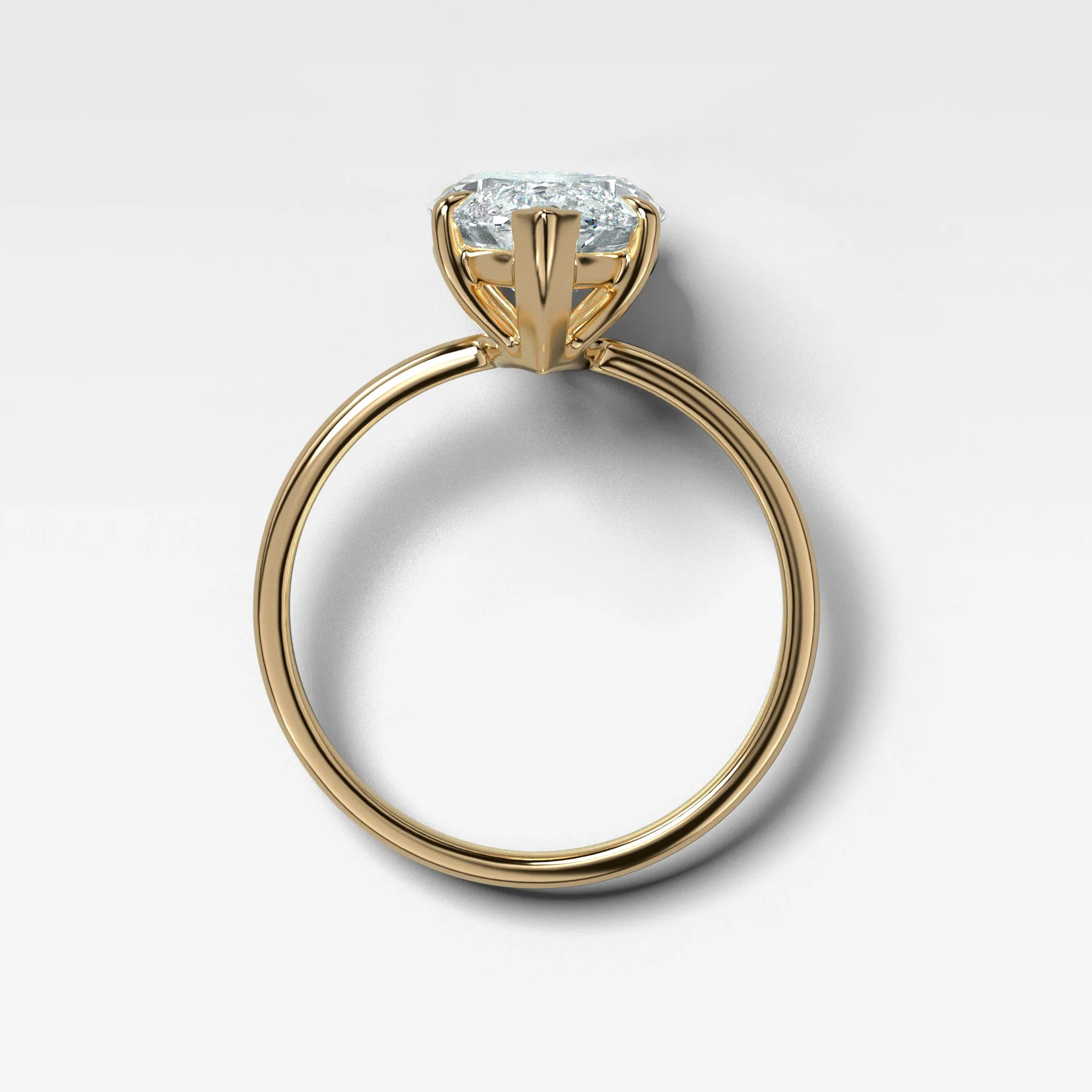 Thin   Simple Solitaire Engagement Ring With Marquise Cut Diamond