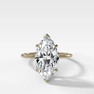Thin   Simple Solitaire Engagement Ring With Marquise Cut Diamond