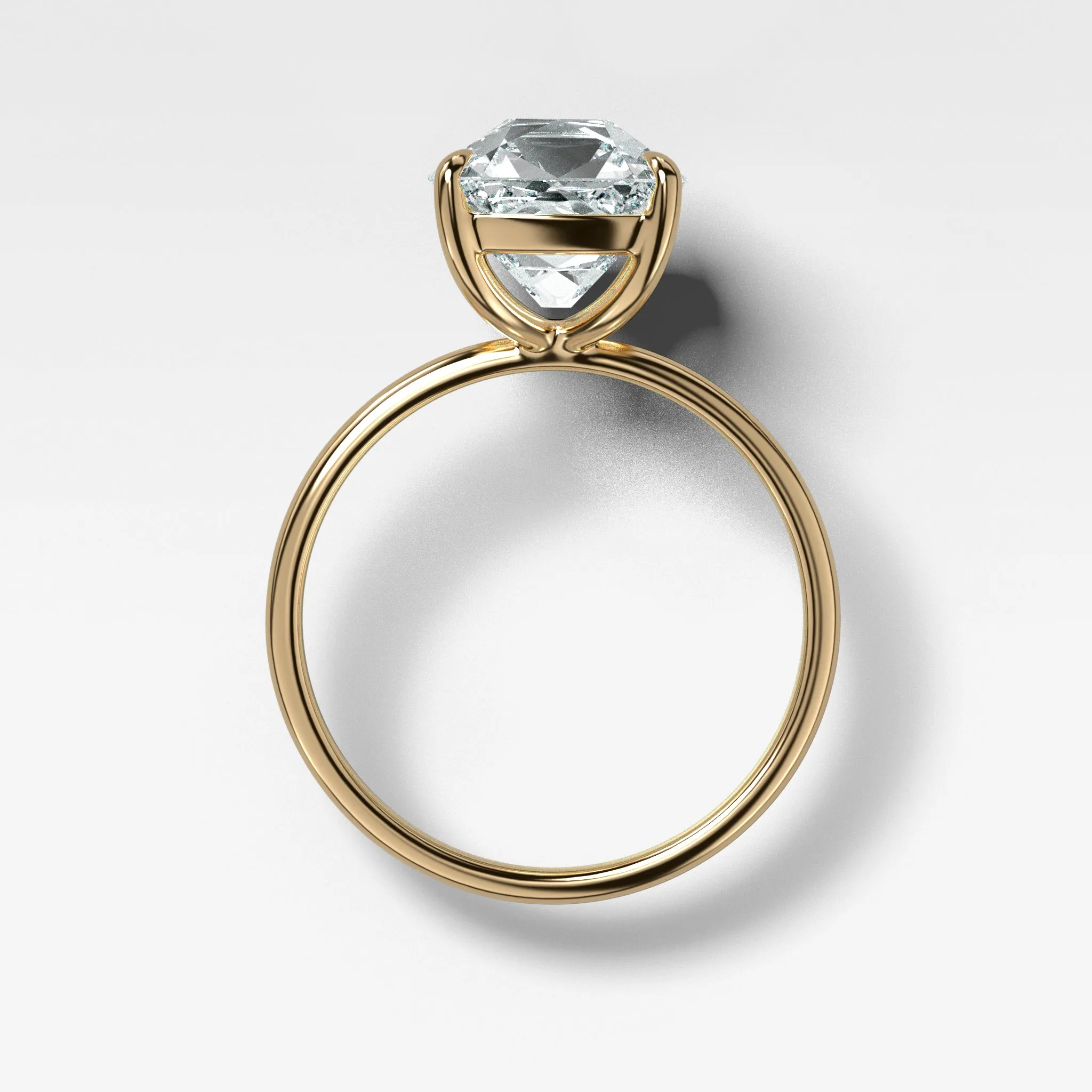 Thin   Simple Solitaire Engagement Ring With Old Mine Cut Diamond