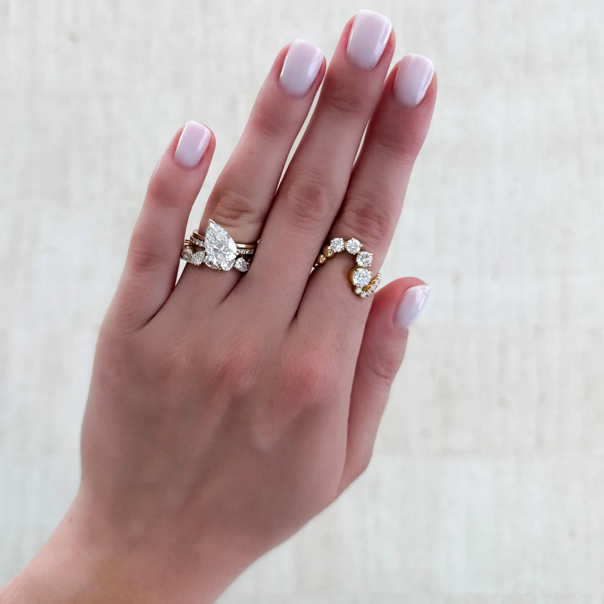 Tilted Thin   Simple Solitaire Engagement Ring With Pear Cut Diamond