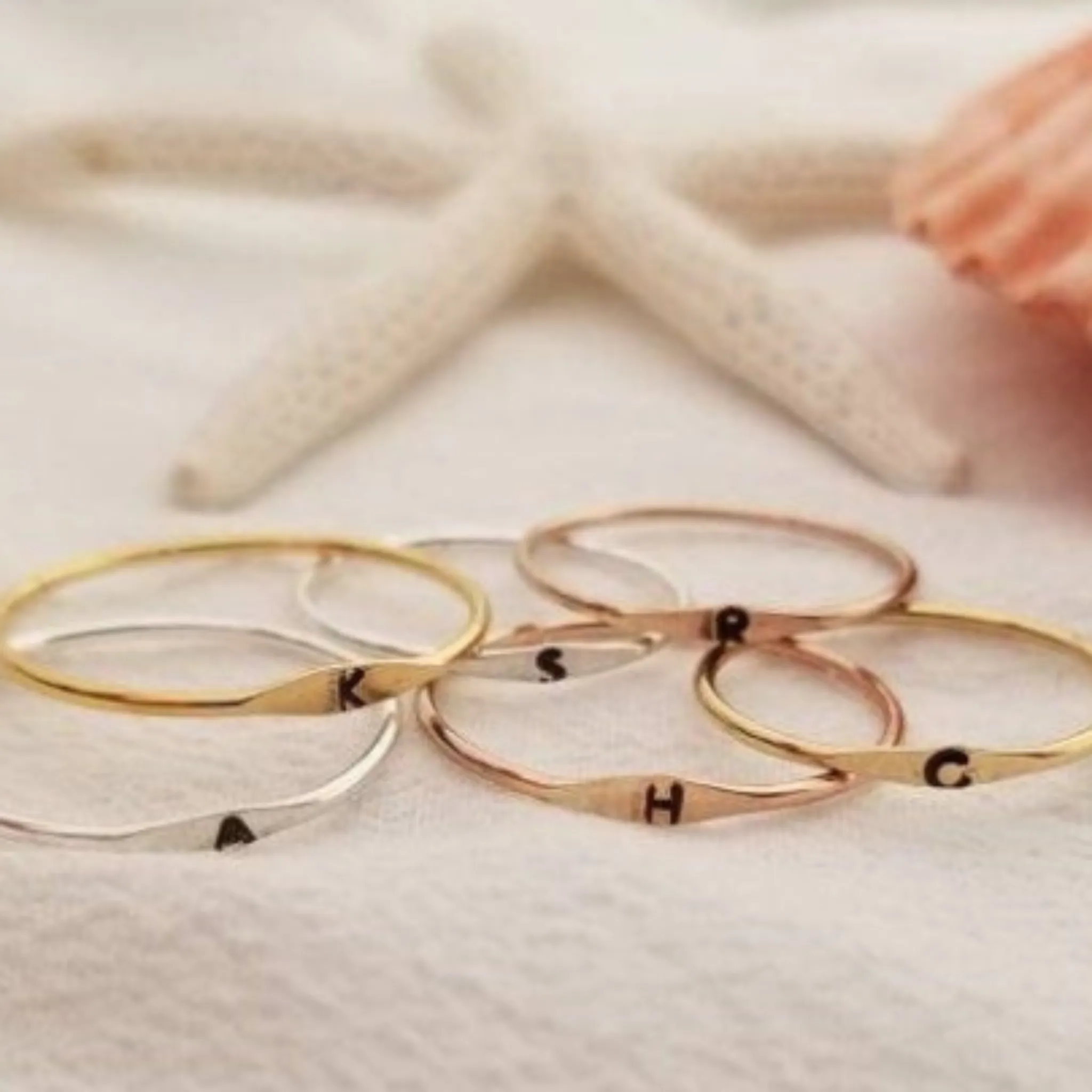 Tiny Personalized Initial Ring - Sterling, Gold or Rose Gold