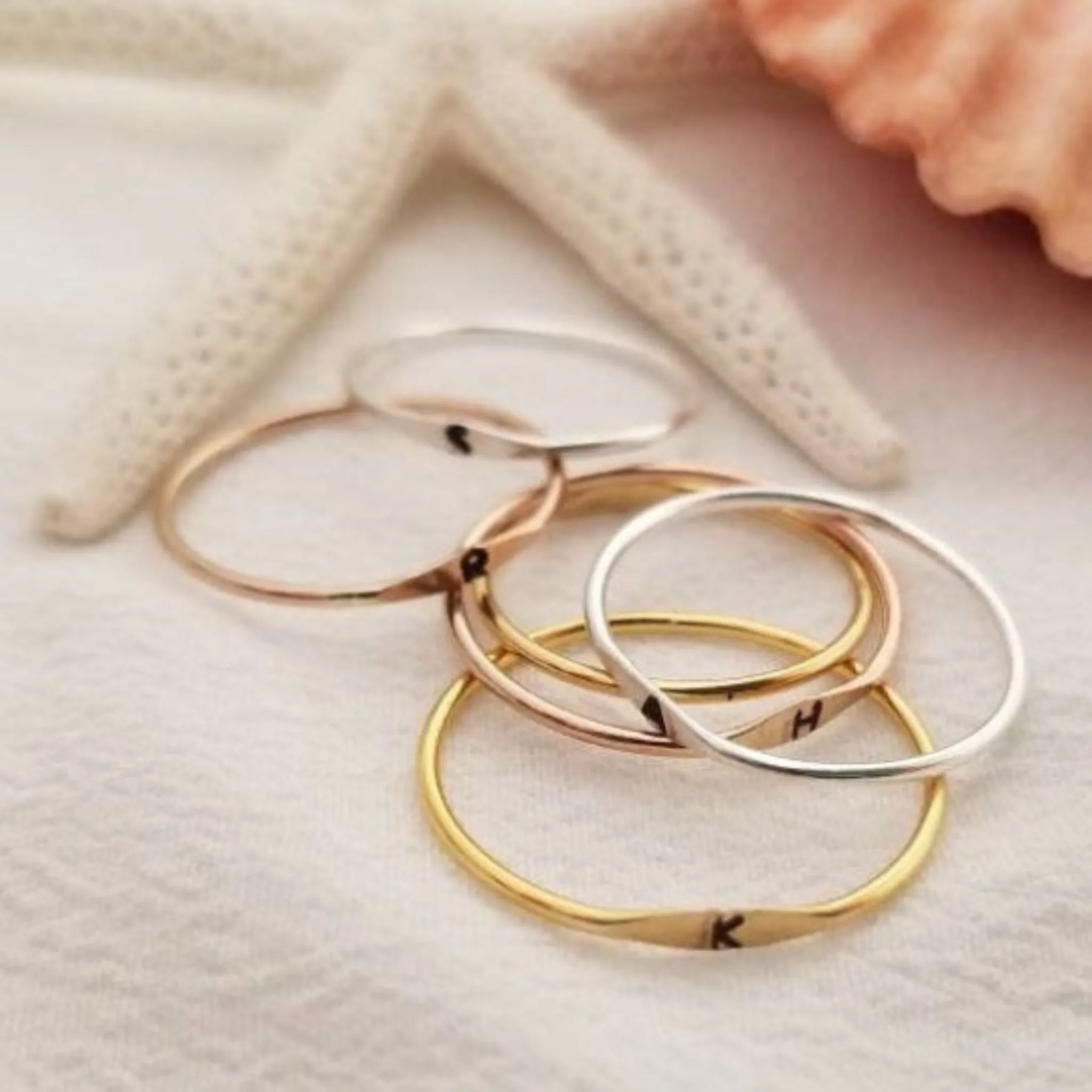 Tiny Personalized Initial Ring - Sterling, Gold or Rose Gold