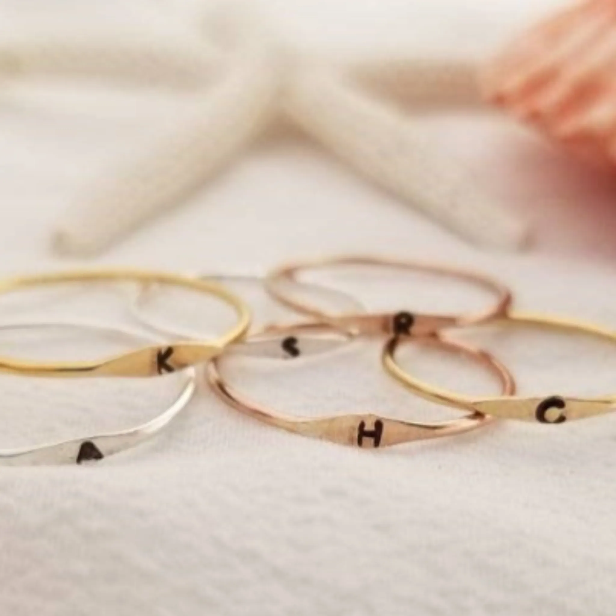 Tiny Personalized Initial Ring - Sterling, Gold or Rose Gold