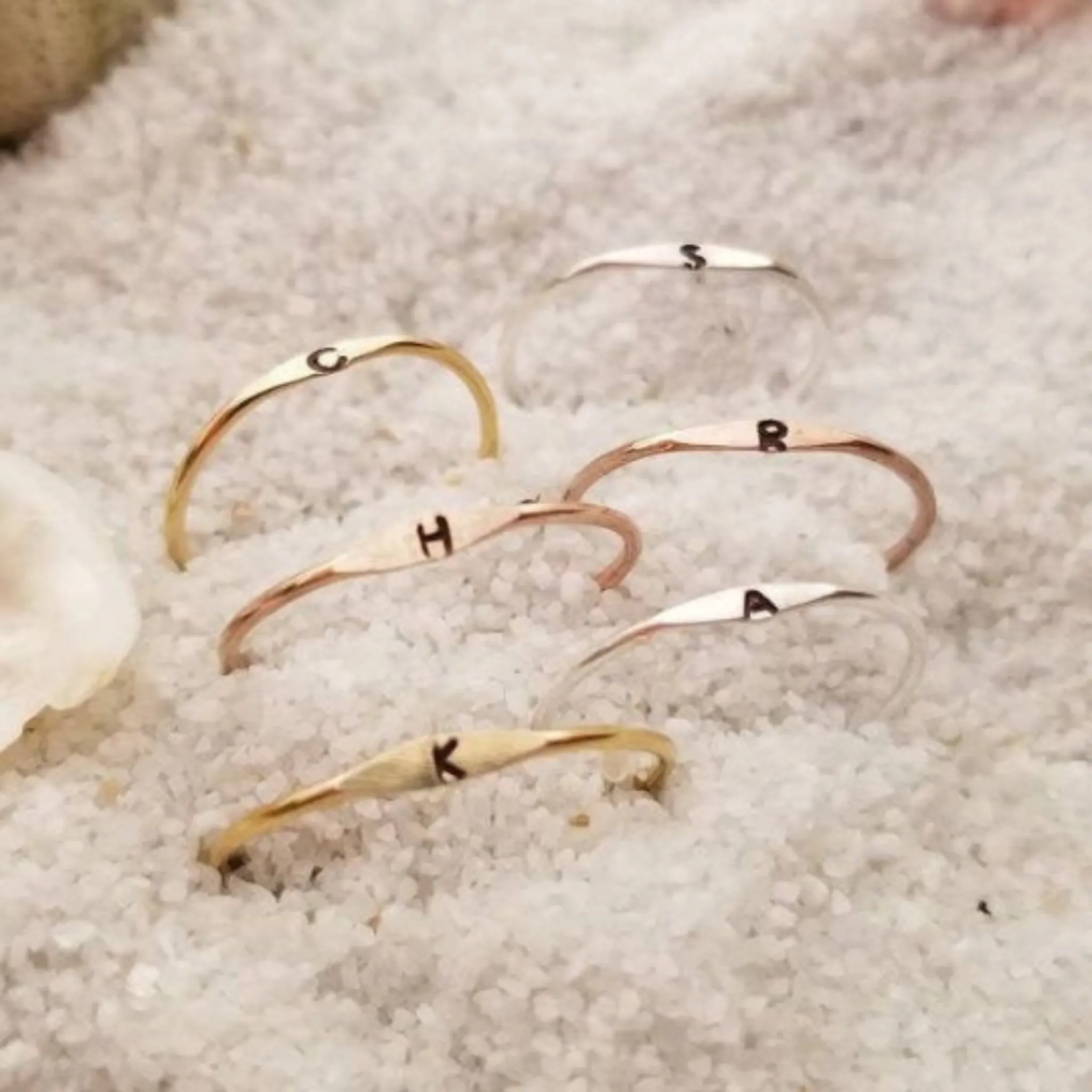Tiny Personalized Initial Ring - Sterling, Gold or Rose Gold