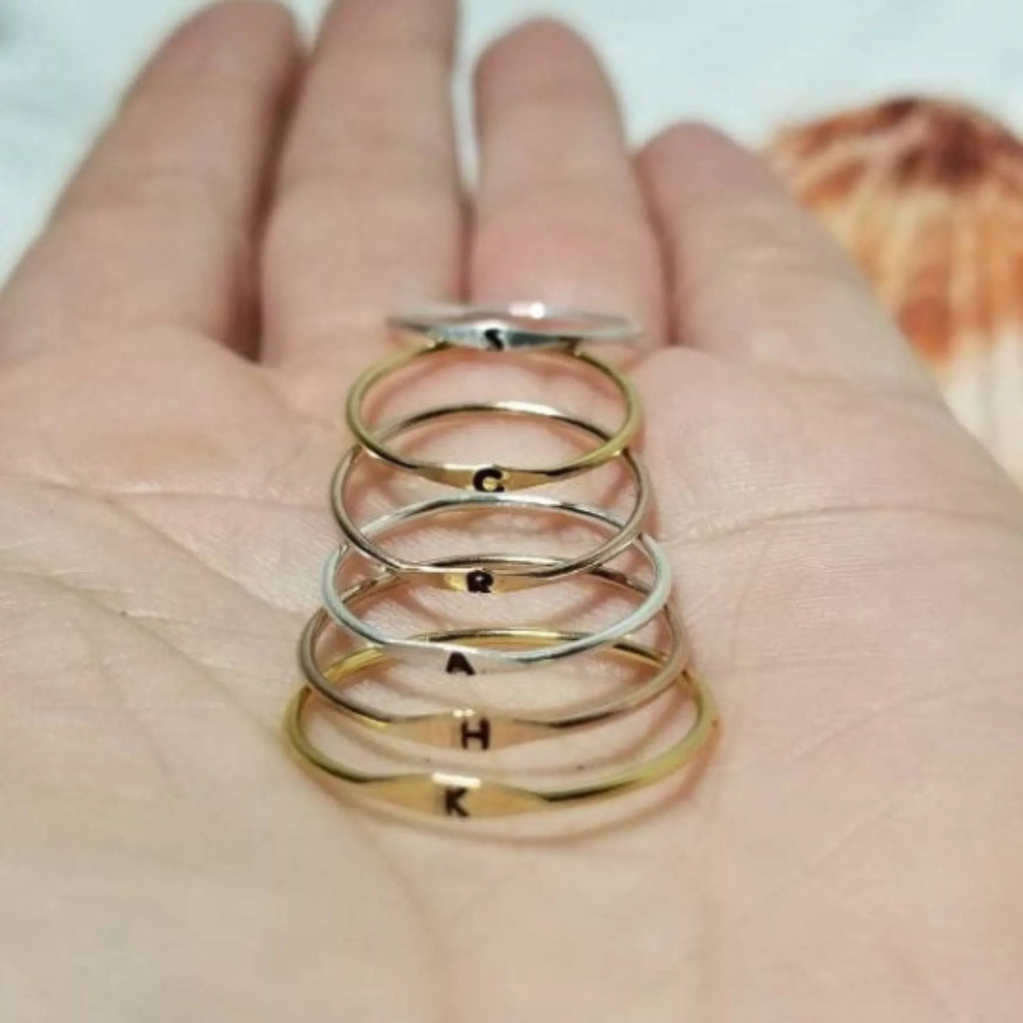 Tiny Personalized Initial Ring - Sterling, Gold or Rose Gold