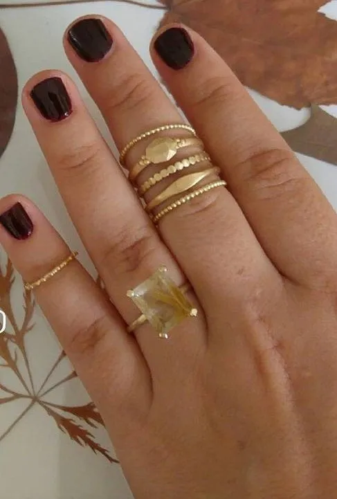 Ultra thin 18k gold dot ring, delicate gold ring for women, 18k gold stacking ring, gold baubble ring, connected dots ring