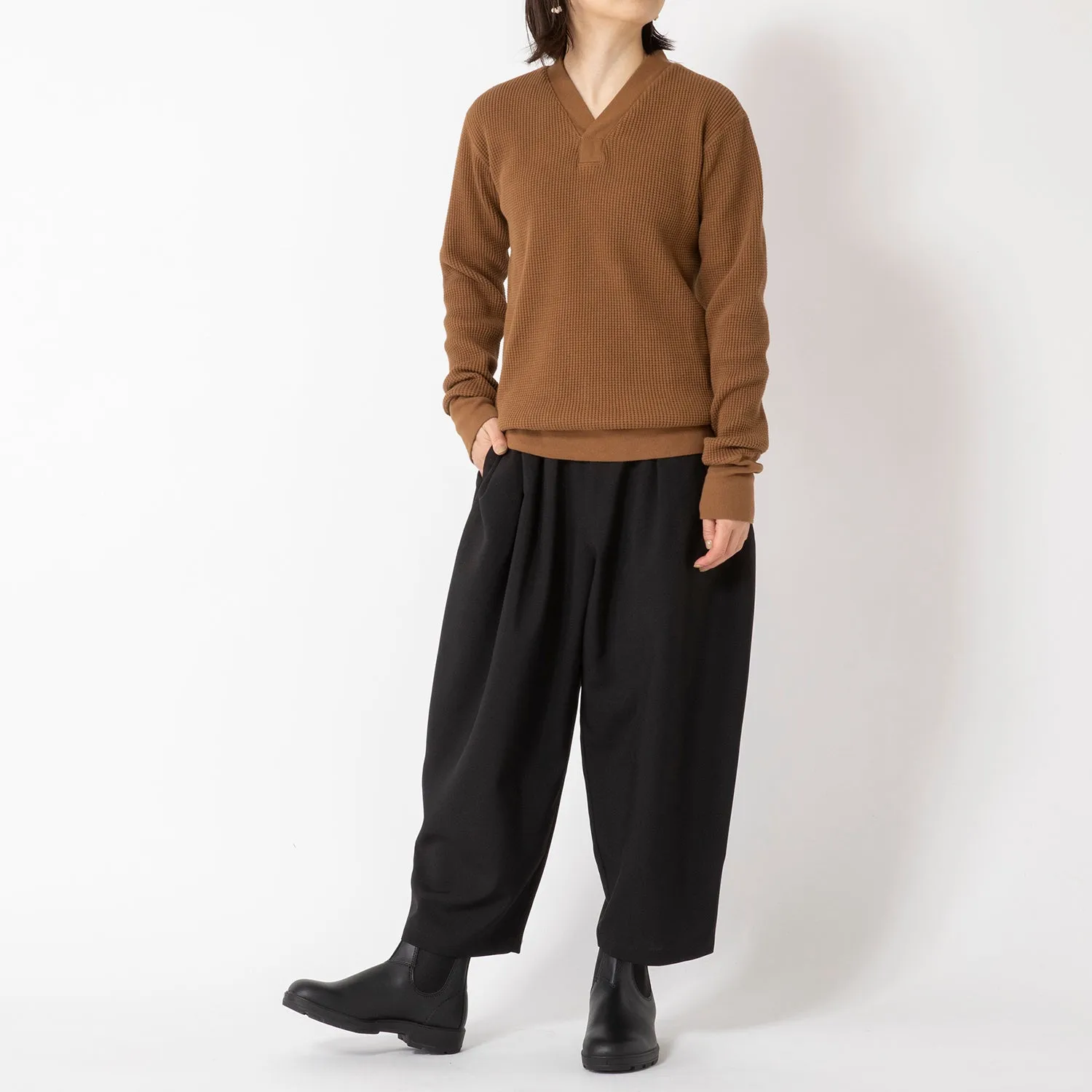 uncinq | アンサンク　Melange Ox Wide Tuck Easy Pants
