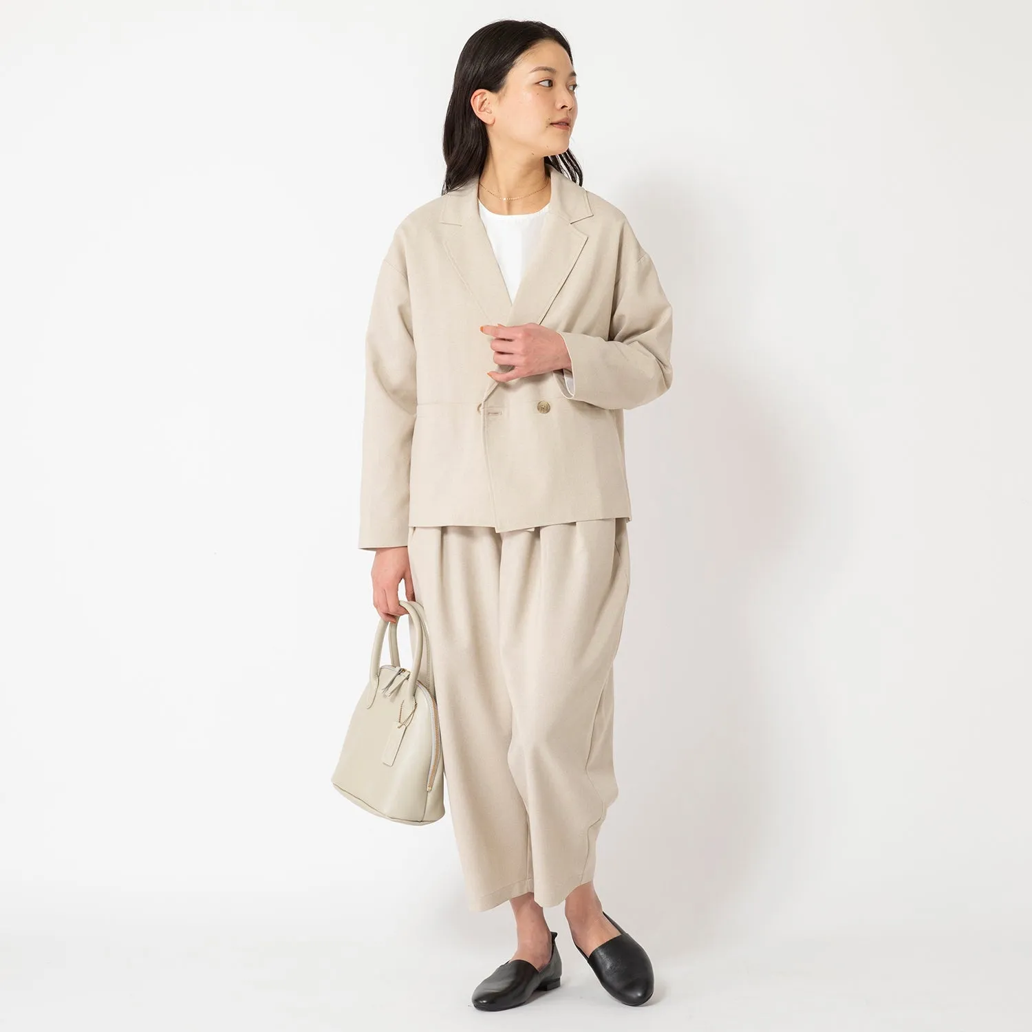 uncinq | アンサンク　Melange Ox Wide Tuck Easy Pants