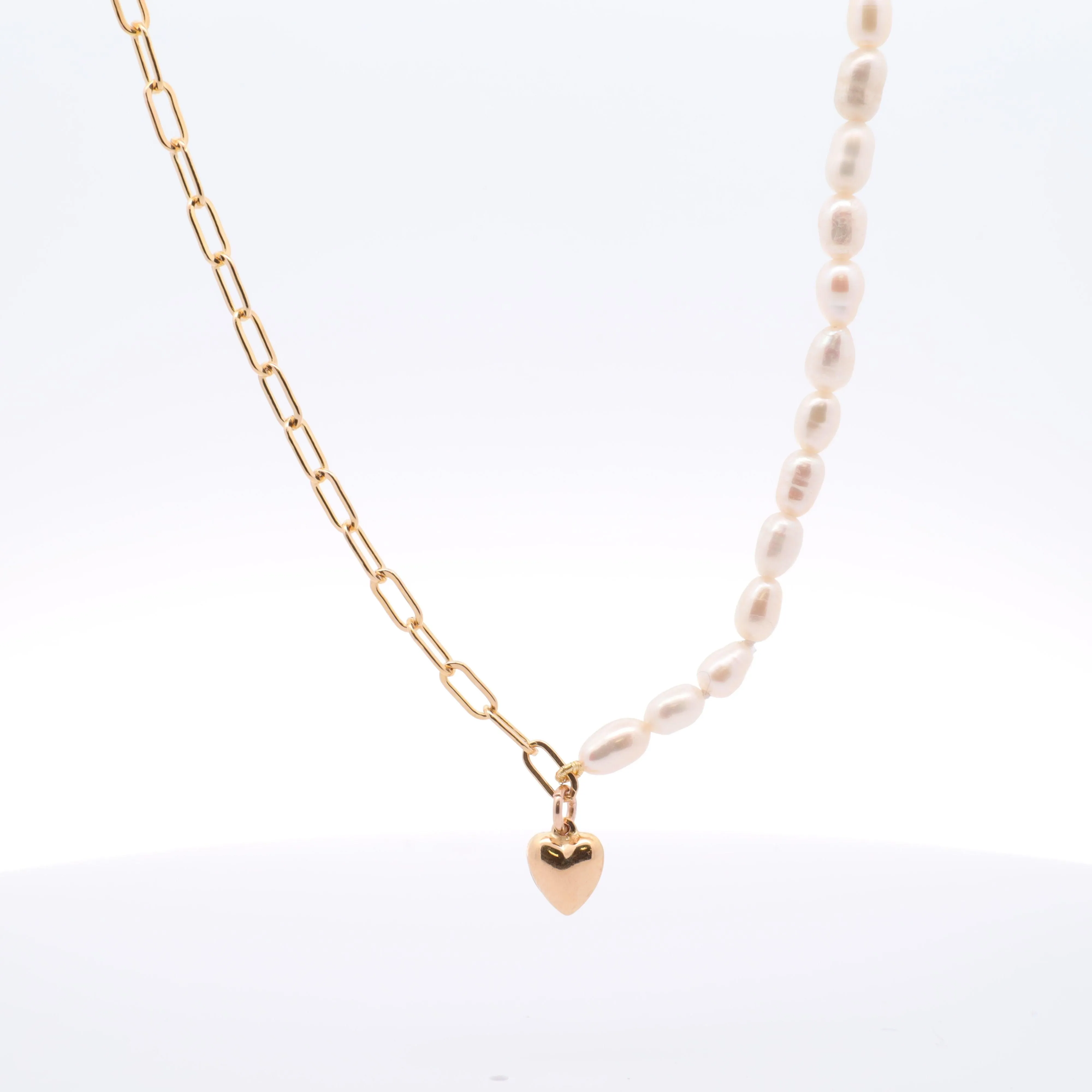 Unity Pearl Necklace With Puffy Heart