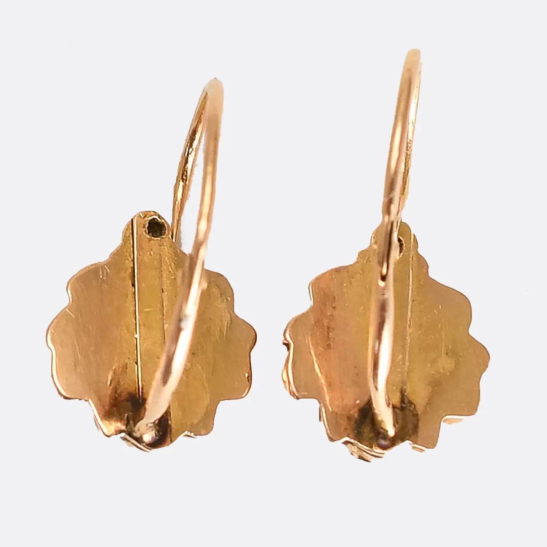 Victorian French Gold Leaf & Pearl Earrings