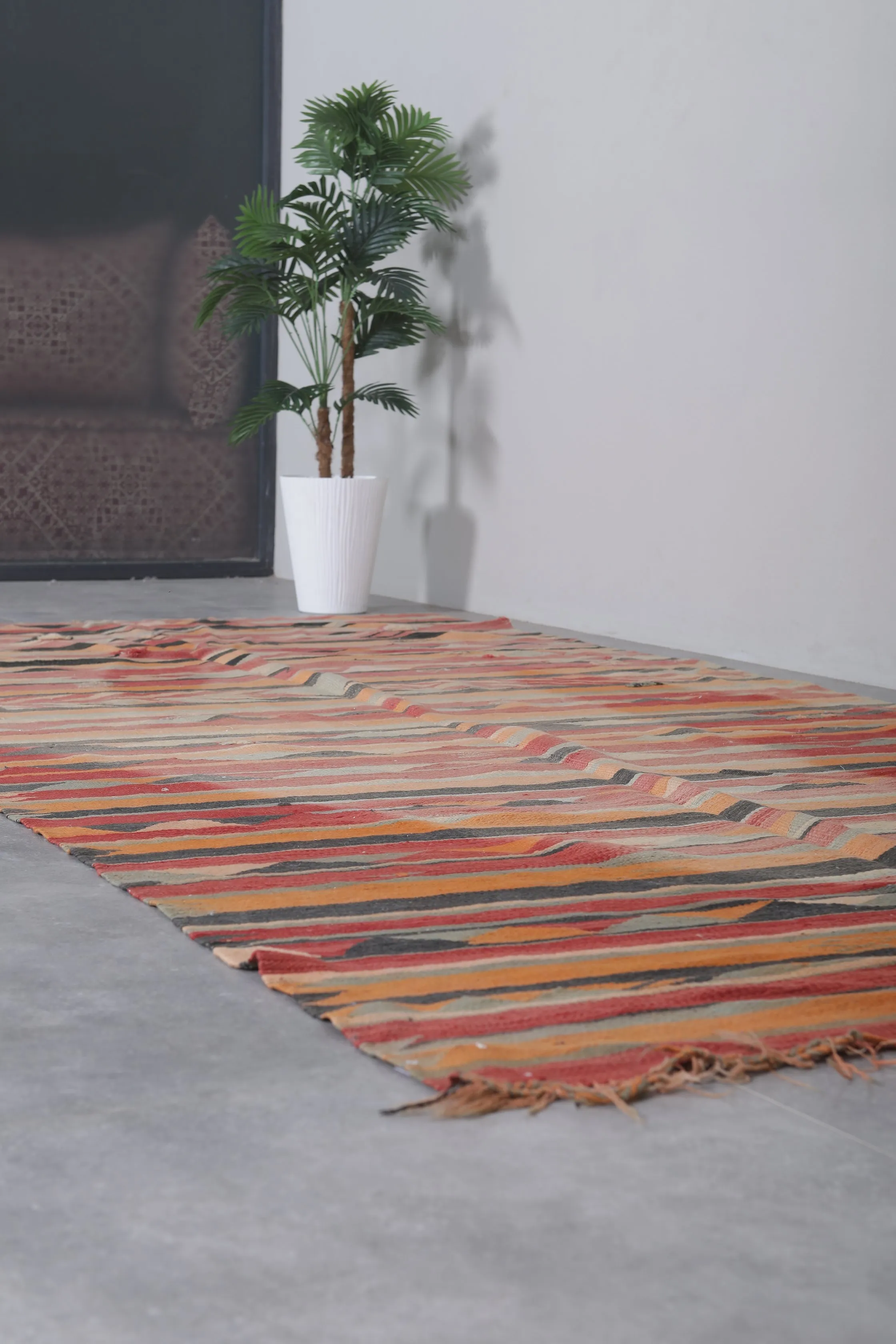 Vintage Berber Kilim Rug - Handwoven 5.5 FT X 10.9 FT | Moroccan Artisan Treasure
