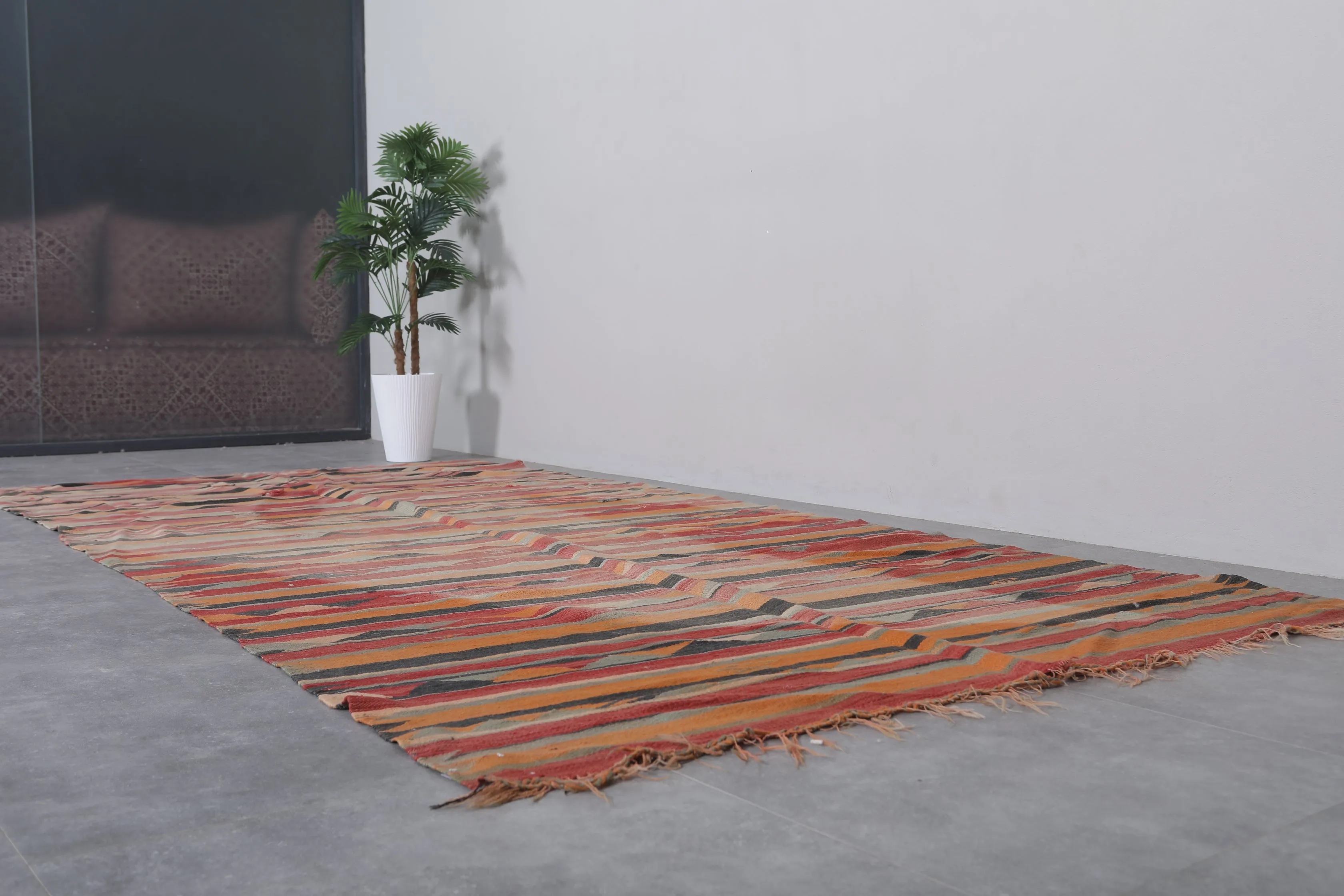 Vintage Berber Kilim Rug - Handwoven 5.5 FT X 10.9 FT | Moroccan Artisan Treasure