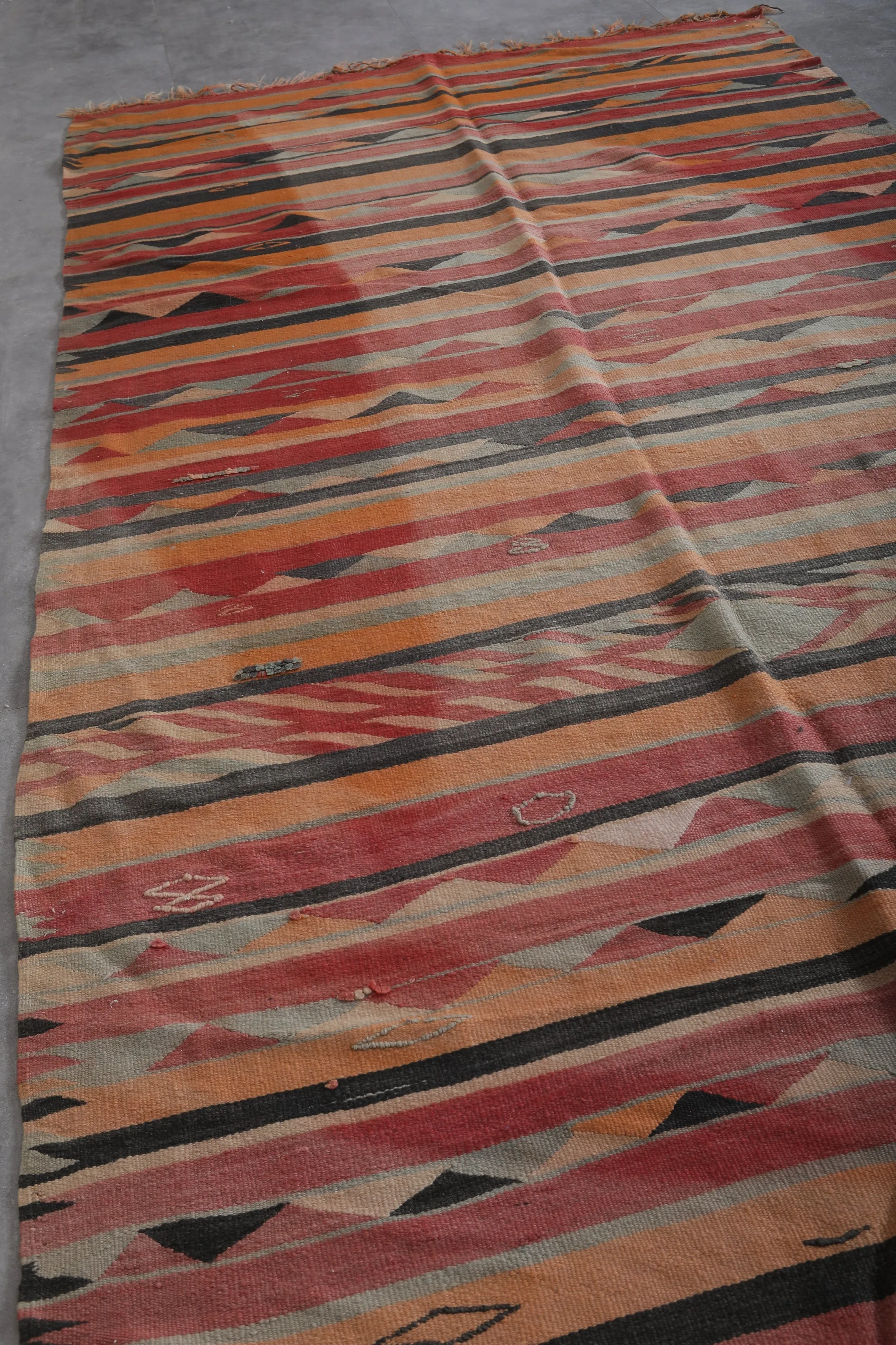 Vintage Berber Kilim Rug - Handwoven 5.5 FT X 10.9 FT | Moroccan Artisan Treasure