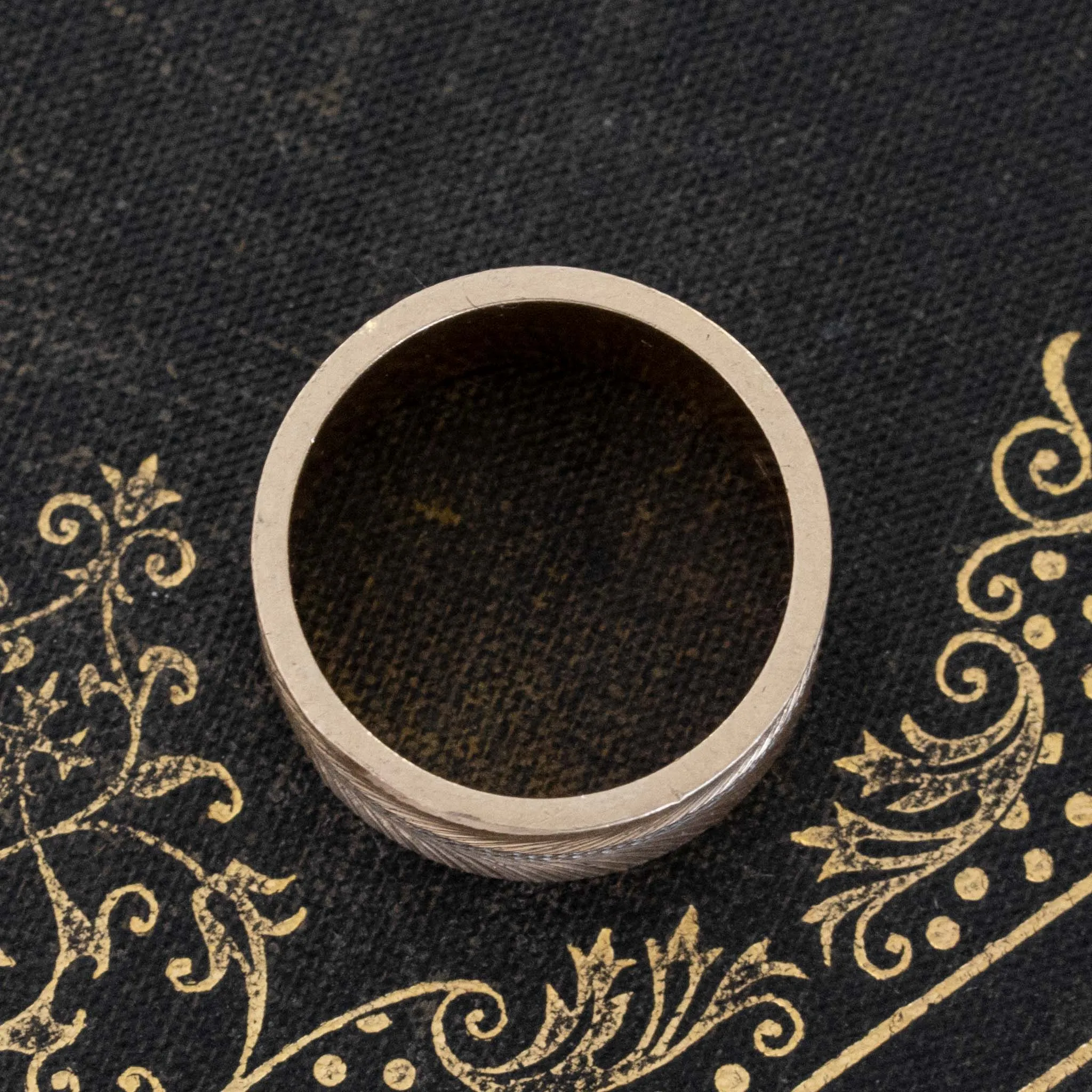 Vintage Etched Wide Gold Band