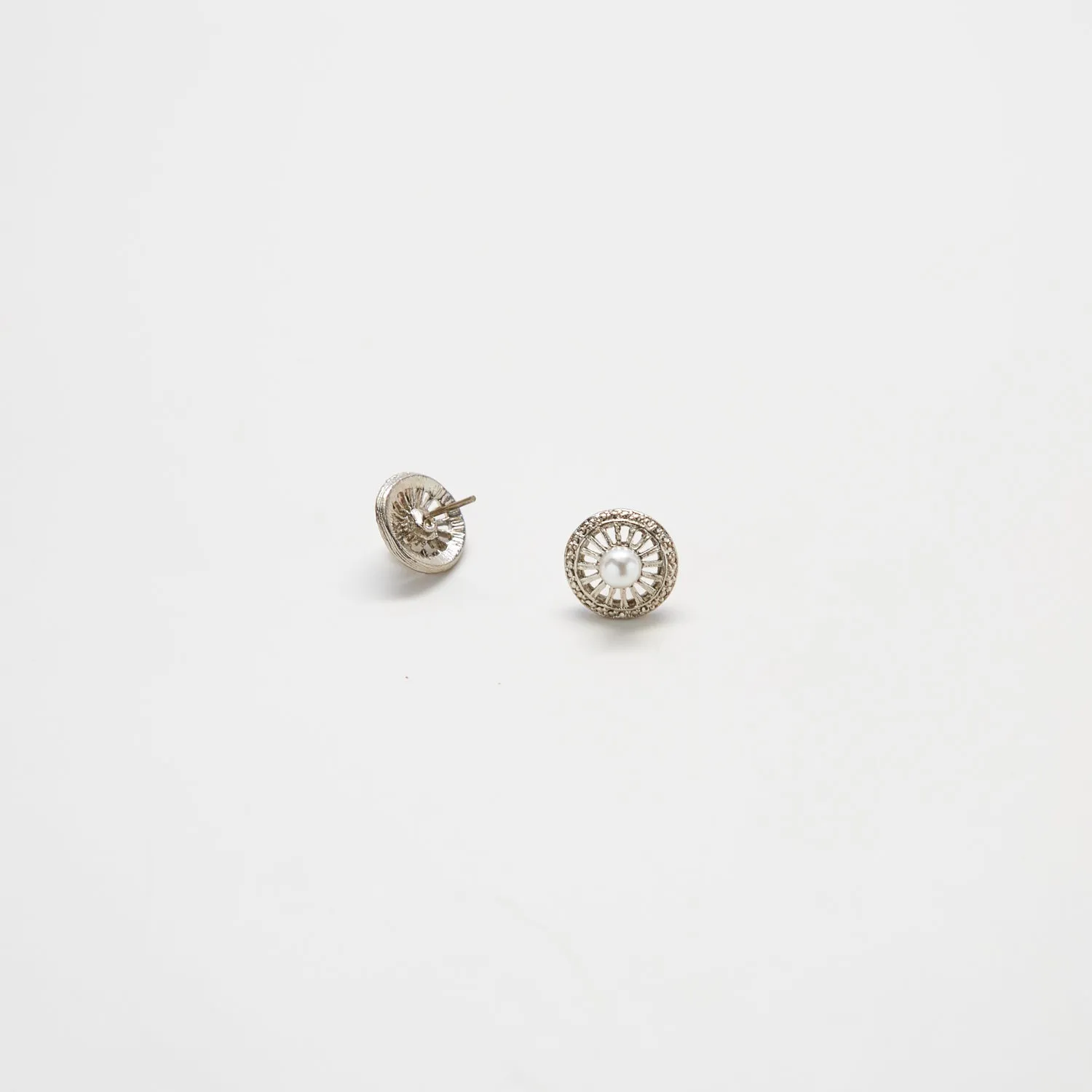 Vintage Silver and Pearl Stud Earrings