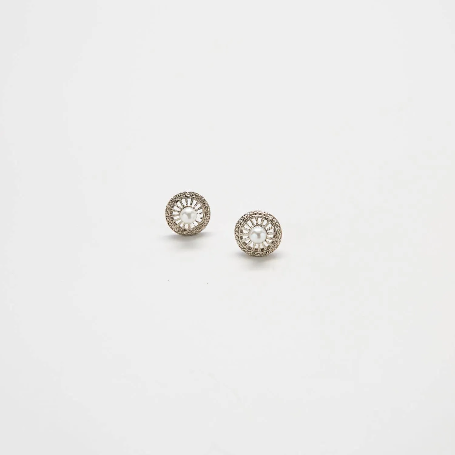 Vintage Silver and Pearl Stud Earrings