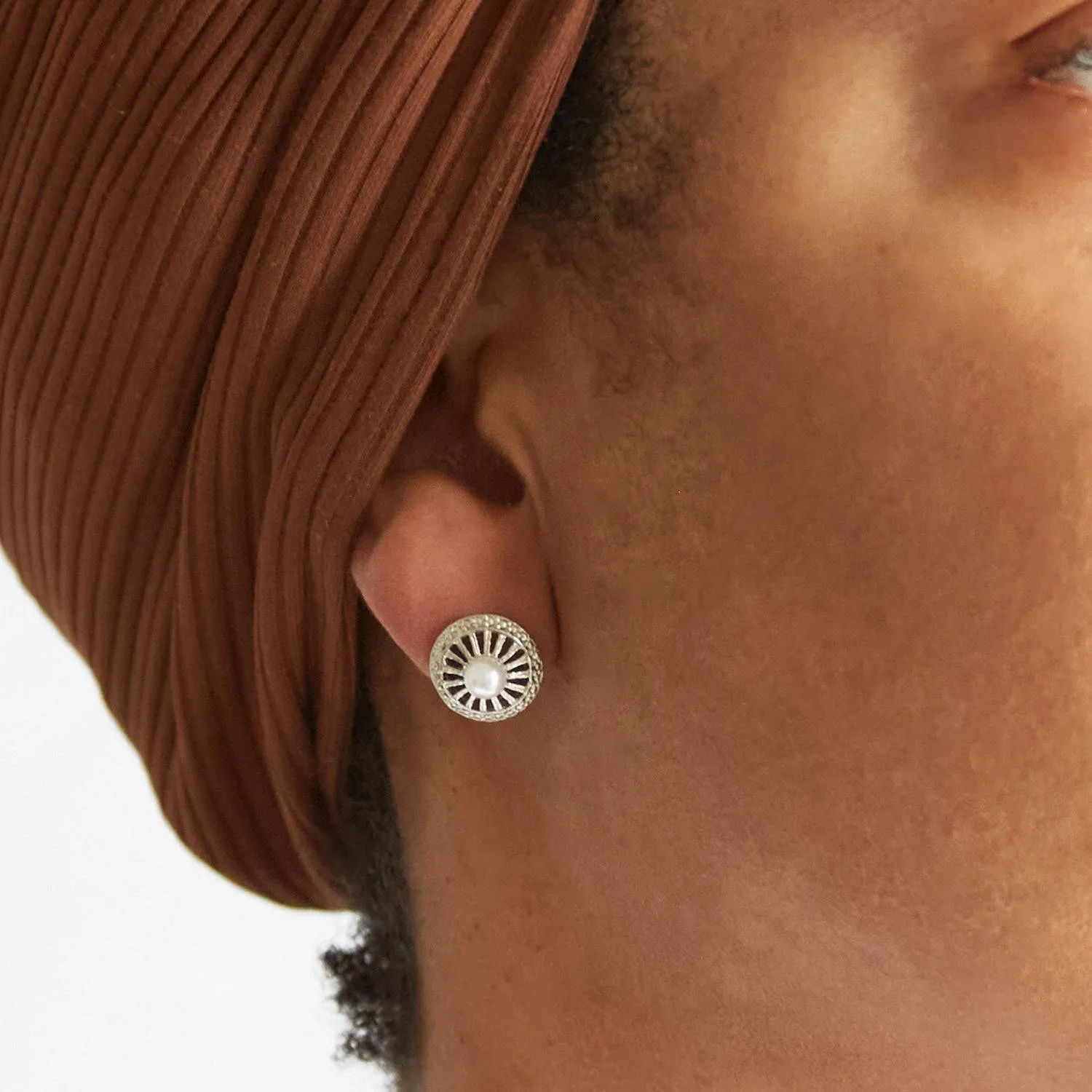 Vintage Silver and Pearl Stud Earrings
