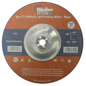 Weiler® Wolverine Combo Wheels, 9 in Dia, 1/8 in Thick, 5/8 in Arbor, 24 Grit, T, 56423