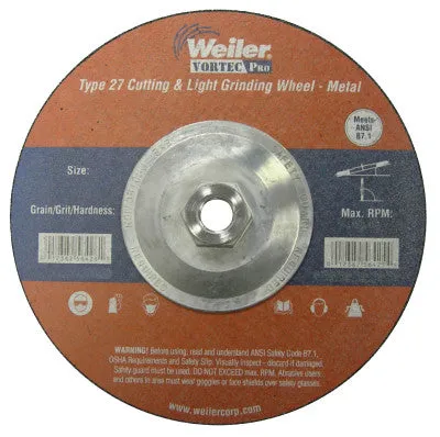 Weiler® Wolverine Combo Wheels, 9 in Dia, 1/8 in Thick, 5/8 in Arbor, 24 Grit, T, 56423