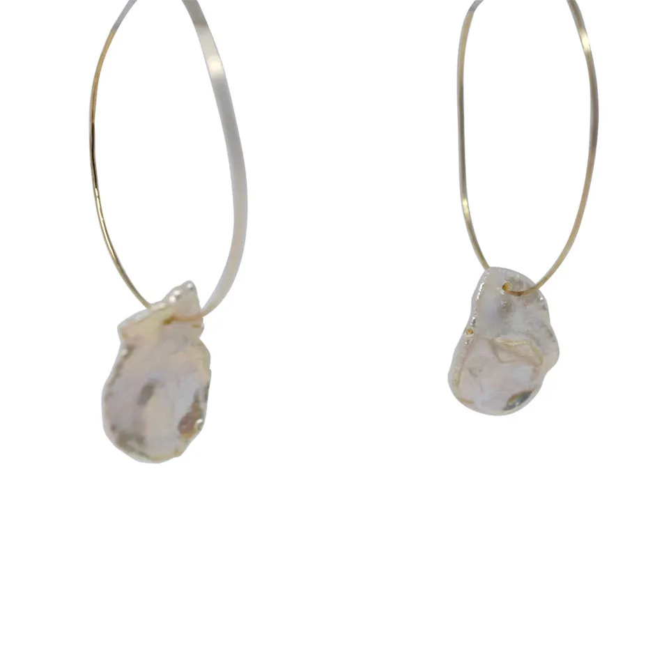 WHISPER dainty gold hoops with keshi pearls