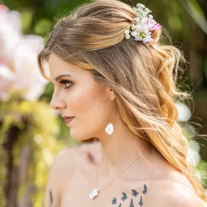 WHISPER dainty gold hoops with keshi pearls