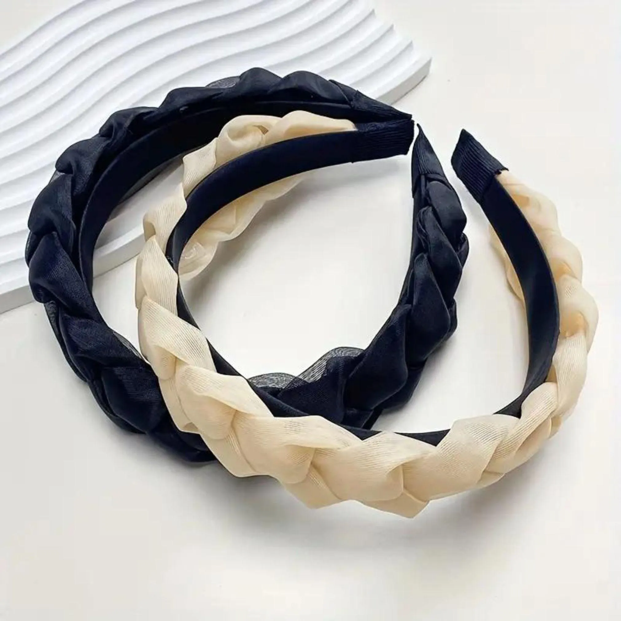 White Braided Mesh Headband