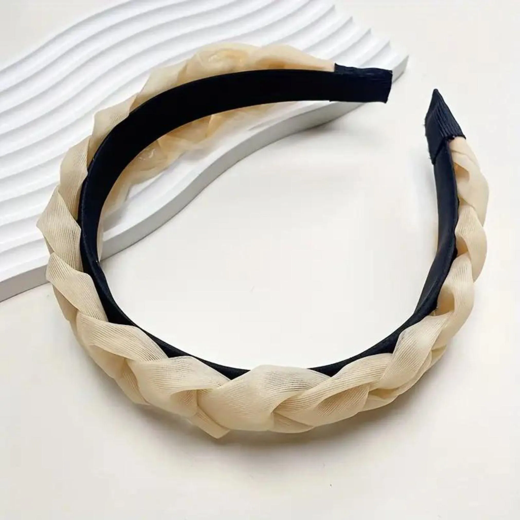 White Braided Mesh Headband