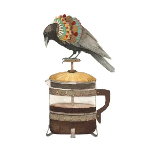 Woodland Kitchen: Dennis the Coffee Crow 8x10 Print
