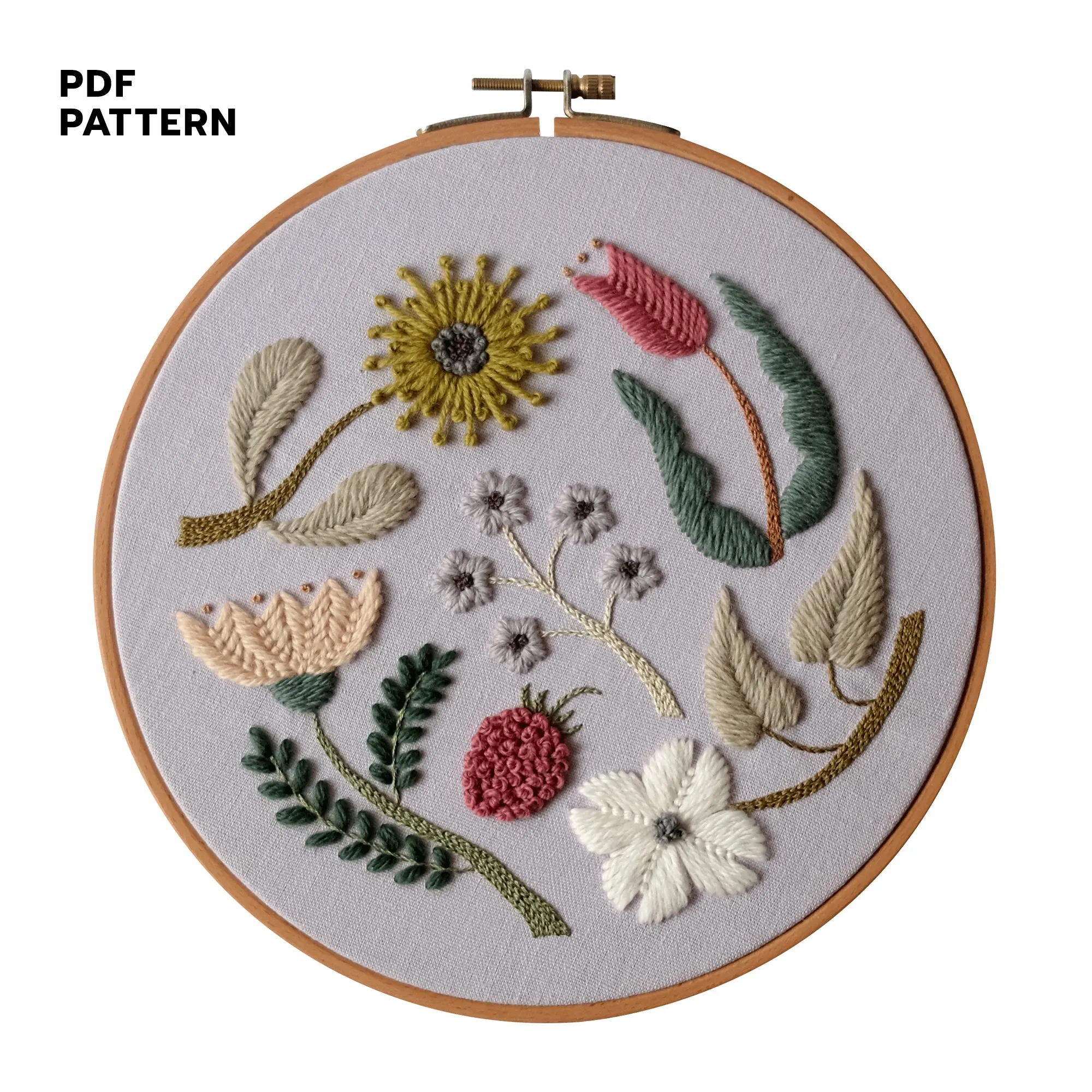 Wool Berry and Flowers - PDF Pattern