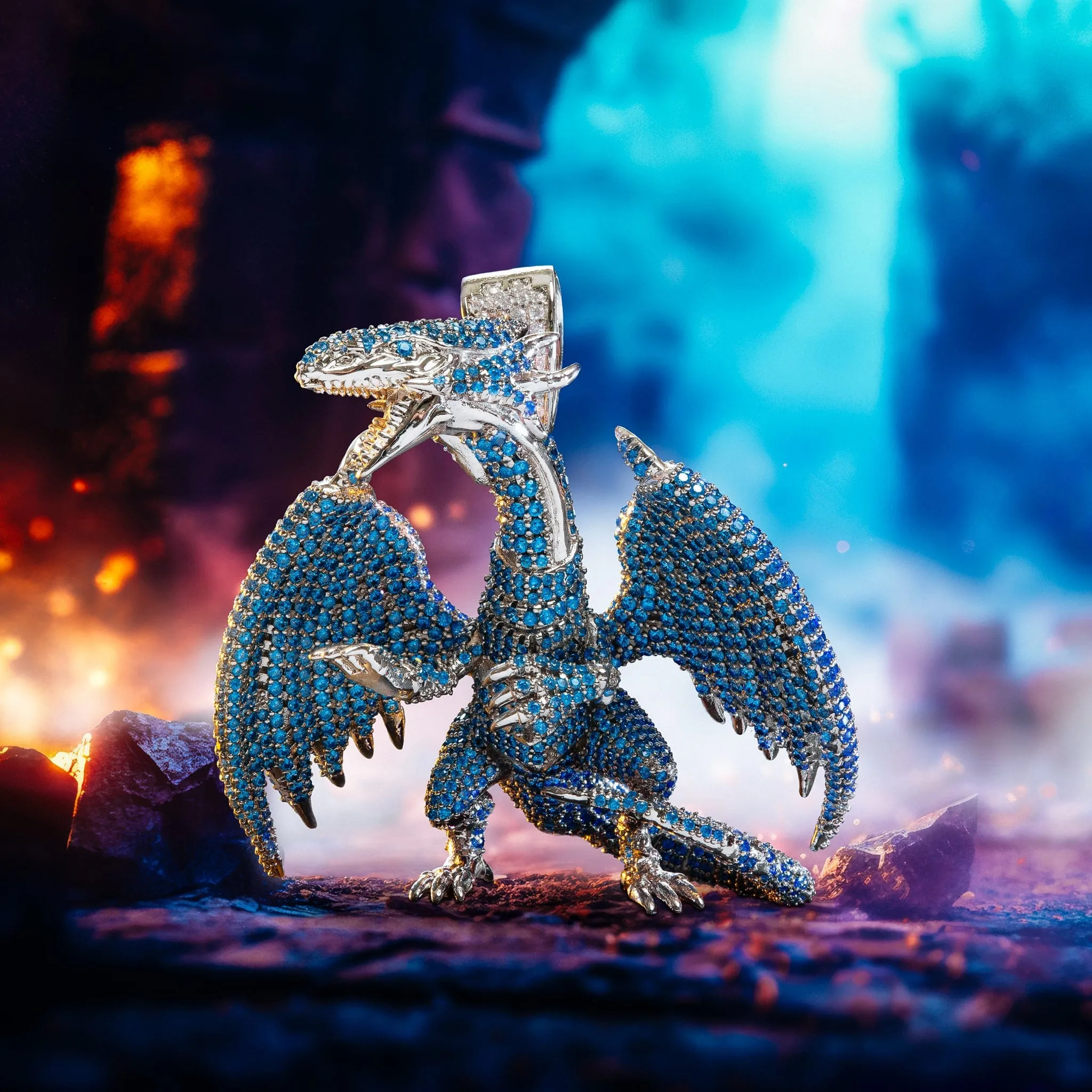 Yu-Gi-Oh! x King Ice - Blue Eyes White Dragon Necklace